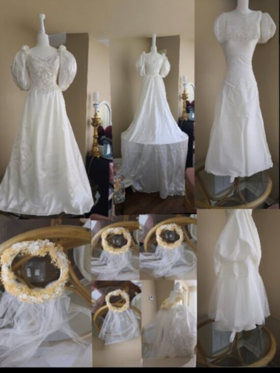 Source Unknown Dresses & Skirts - Vintage Wedding Dress Slip & Boho-Style Veil 8